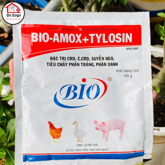 Bio Amox Tylosin (100gr)- ĐẶC TRỊ CRD, C.CRD, SUYỄN HEO- TIÊU CHẢY PHÂN TRẮNG, PHÂN XANH